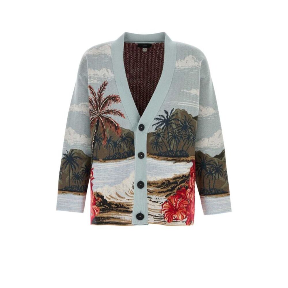 Alanui Men Embroidered Wool Blend Cardigan